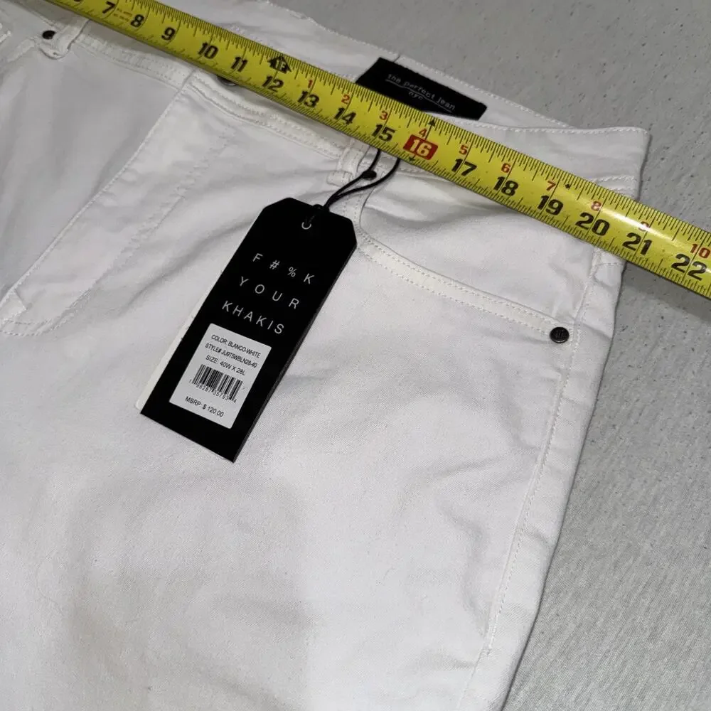 tpj The Perfect Jean Men Slim Thick Fit White Stretch Denim 40x28 NWT